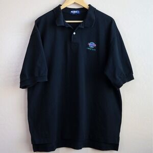 Vintage Hard Rock Cafe Newport Beach Polo Shirt Mens XL Black 90s‎ Made in USA